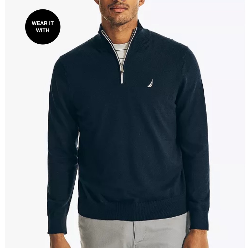 Nautica Classic Fit Jersey Knit Quarter Zip Sweater (XL)